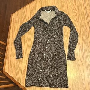 AE Ruched Knit Button-Front Mini Dress